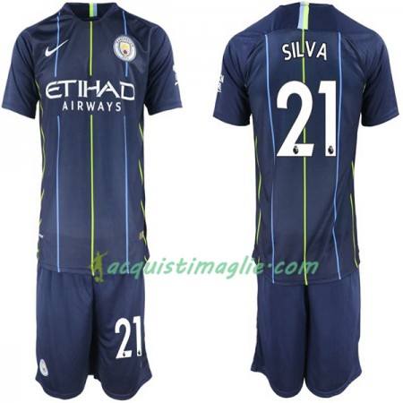 Divisa di Calcio Manchester City David Silva 21 Bambino Trasferta 2018/2019